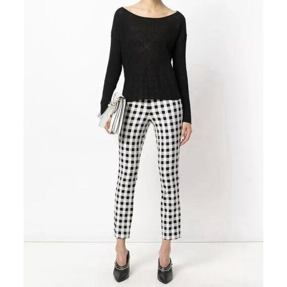 Rag & Bone Simone High-Rise Checkered-Print Pants Black and white Sz 2 $295 - Picture 2 of 10